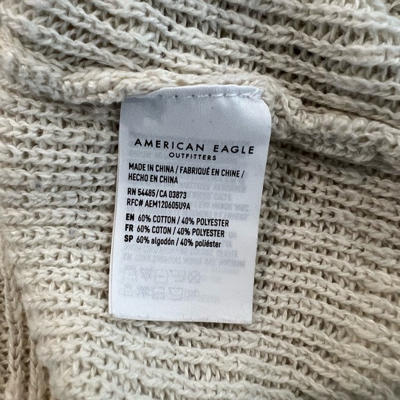 American Eagle Cropped Sweater Ivory Jewel Tone Rainbow Drop Slouchy Sleeves M - Picture 7 of 7